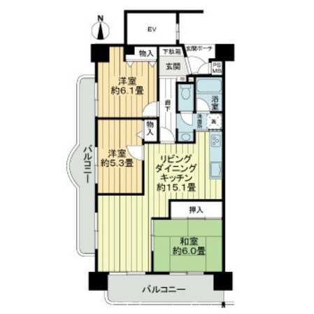 アルファステイツ木太の物件間取画像